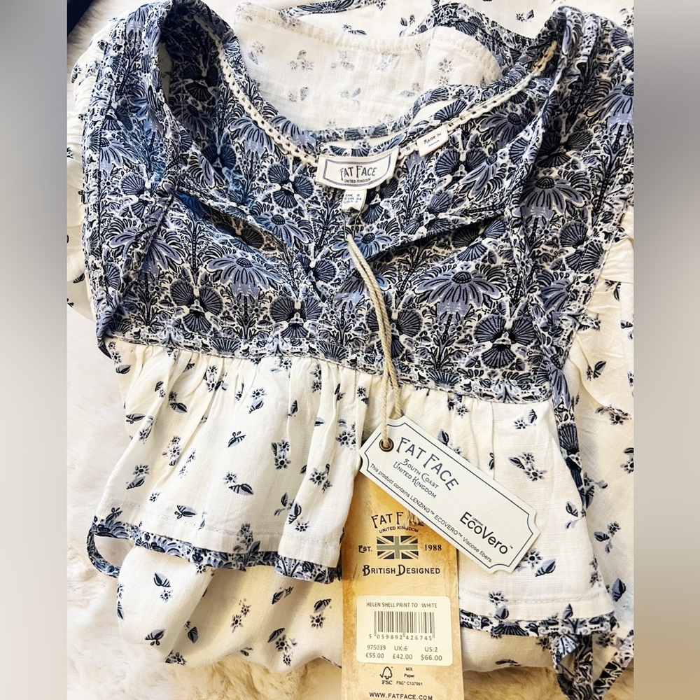 NWT Sz 2 Fat Face Mixed Print Top - Picture 4 of 5